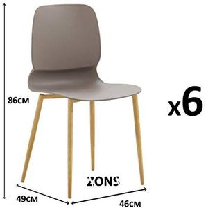 Set van 6 stoelen van metaal met zitting van PP taupe.