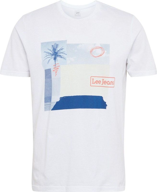 Botanical Print Tee - Bright White - Katoen