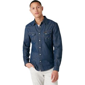 Wrangler - Western Overhemd - Donkerblauw - 100% Katoen - Lange Mouwen