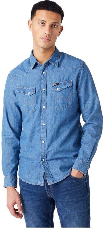 Wrangler - Western Overhemd - Blauw - 100% Katoen