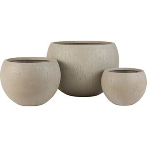 J-Line bloempot Rond Klei - keramiek - beige - Ø 55.50 cm - 3 stuks