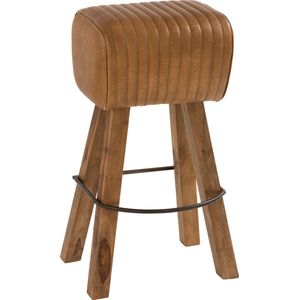J-Line kruk Gym - leder/hout - camel/naturel