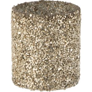 J-Line kaarshouder Cilinder Parel - glas - goud - 2 stuks
