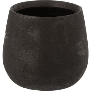 J-Line bloempot Oneffen Ruw - keramiek - zwart - small - Ø 16.50 cm