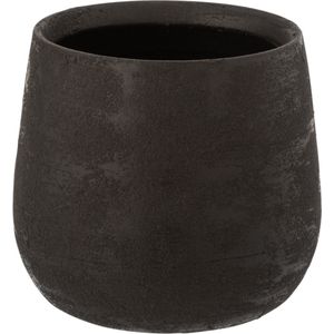 J-Line Bloempot Oneffen voor binnen - keramiek - zwart - medium - Ø 19 cm - woonaccessoires