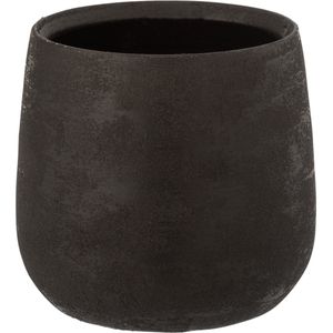 J-Line Bloempot Oneffen voor binnen - keramiek - zwart - large - Ø 23 cm - woonaccessoires