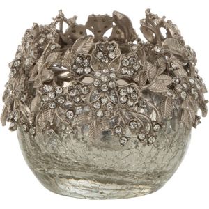 J-Line theelichthouder Juweel - metaal/glas - zilver - small