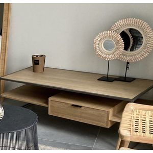 J-Line TV kast - 1 lade - hout & metaal - naturel - woonaccessoires