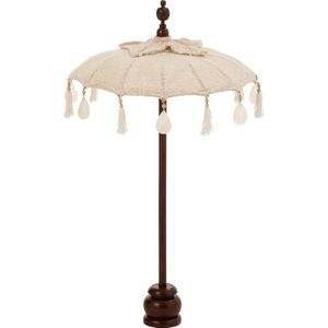 J-Line parasol + voet Kwastjes/Schelpen - hout - beige/donkerbruin - small
