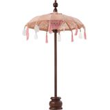 J-Line parasol + Voet Kwastjes/Schelpen - hout - zalm/donkerbruin - small