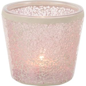 J-Line kaarshouder Mozaiek Conisch - glas - roze