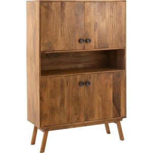 J-Line Kast Lora 4Deuren Mango Hout Bruin