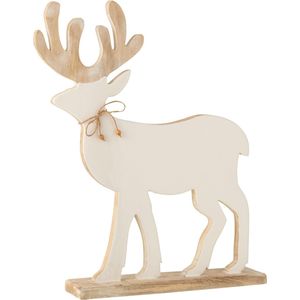 J-Line kerstfiguur Rendier Op Voet Mango - hout - wit - large