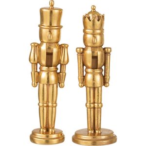 J-Line figuur Notenkraker - polyresin - goud - small - 2 stuks
