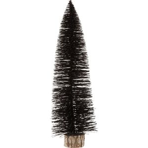 Kerstboom deco plastiek glitter zwart large