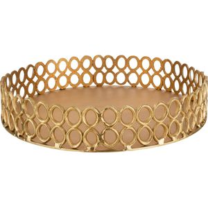 J-Line Eva Rond Rigen plateau - dienblad - metaal - goud - woonaccessoires
