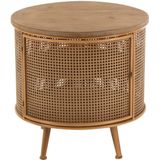 J-Line Rond kast - hout & metaal - bruin - woonaccessoires