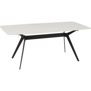 J-Line Rechthoek tafel - eettafel - porselein/metaal - wit/zwart - woonaccessoires