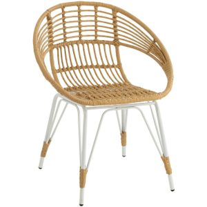 J-Line Jaenne Rattan stoel voor buiten - metaal - naturel - 2 stuks - woonaccessoires