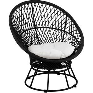 J-Line zetel + kussens Zayo Draai - metaal|riet - zwart