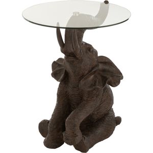 J-Line tafel Olifant - poly/glas - donkerbruin