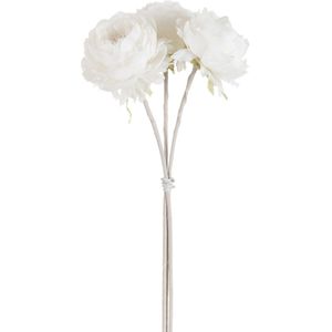 J-Line boeket Pioen 3 Stuks - polyester - wit