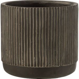J-Line bloempot Lijn - keramiek - zwart/bruin - large - Ø 16 cm
