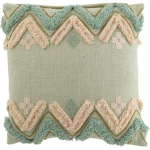 J-line  COUSSIN ZIGZAG CARRE COT BLEU (45x45x45cm)  Kussens dames