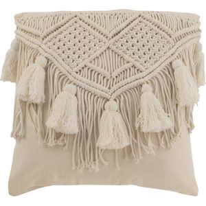J-Line kussen Cosy - katoen - gebroken wit - small