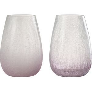 J-Line kaarshouder Eivorm Craquele - glas - paars - large - 2 stuks
