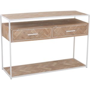 J-Line console Zigzag 2 Laden - hout/metaal - naturel/wit - moederdag cadeautje