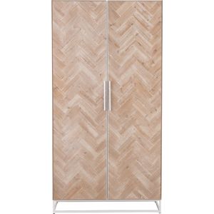 J-Line Kast Hoog 2 Deuren Zigzag Hout|Metaal Naturel|Wit