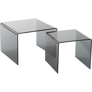 J-Line bijzettafel - glas - zwart - set van 2