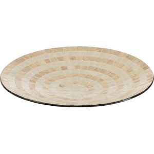 J-Line decoratie Dienblad Rond Schelpen - karton - beige