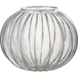 J-Line windlicht Bol Streep - glas - transparant/zilver - large