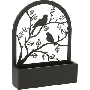 J-Line bloempot Vogels - metaal - zwart - Ø 8.5 cm