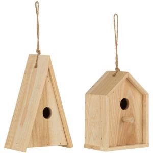 J-Line vogelhuisje Paul China - hout - 2 stuks