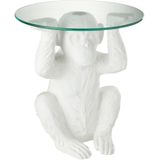 J-Line tafel Aap - kunststof/glas - wit