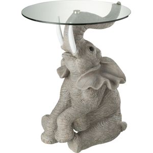 J-Line tafel Olifant - poly/glas - grijs