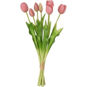 J-LINE - Boeket Tulpen - Roze - PU - 7 Stuks