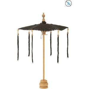 J-Line parasol Kwast + Voet - katoen - hout - zwart - small