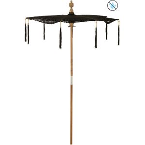 J-Line parasol Kwast - katoen - hout - zwart - large