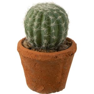 J-Line plant Cactus Rond In Pot - kunststof - groen