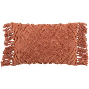 J-Line kussen Kwastje - katoen - terracotta