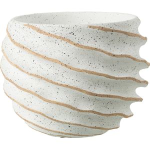 J-Line bloempot Streep - keramiek - wit|beige - large - Ø 27 cm