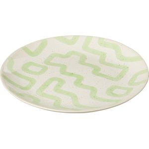 J-Line Pattern bord - porselein - groen - small - 4 stuks