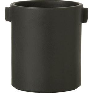 J-Line bloempot Handvat Steengoed - keramiek - zwart - � 14.00 cm