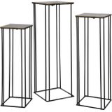 J-Line bijzettafel Hoog - aluminium - goud/zwart - set van 3