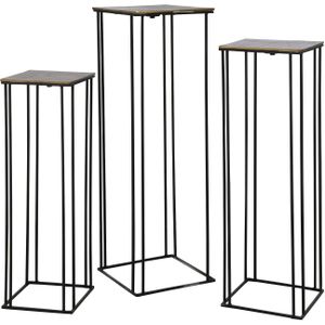 J-Line bijzettafel Hoog - aluminium - goud/zwart - set van 3