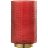 J-Line windlicht Geruit - kaarshouder - glas - rood/goud - large